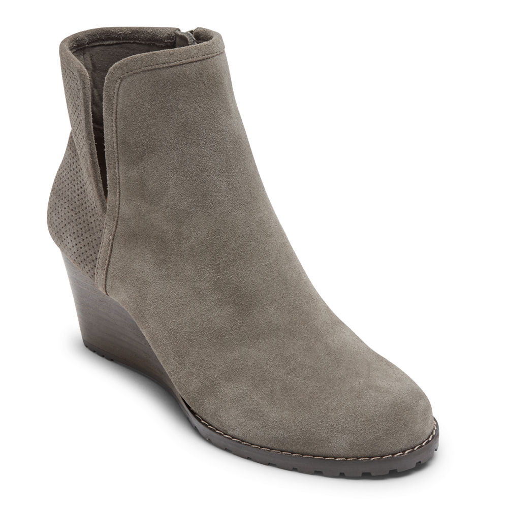 Rockport Singapore Womens Booties - Hollis V-Cut Grey - TA4083275